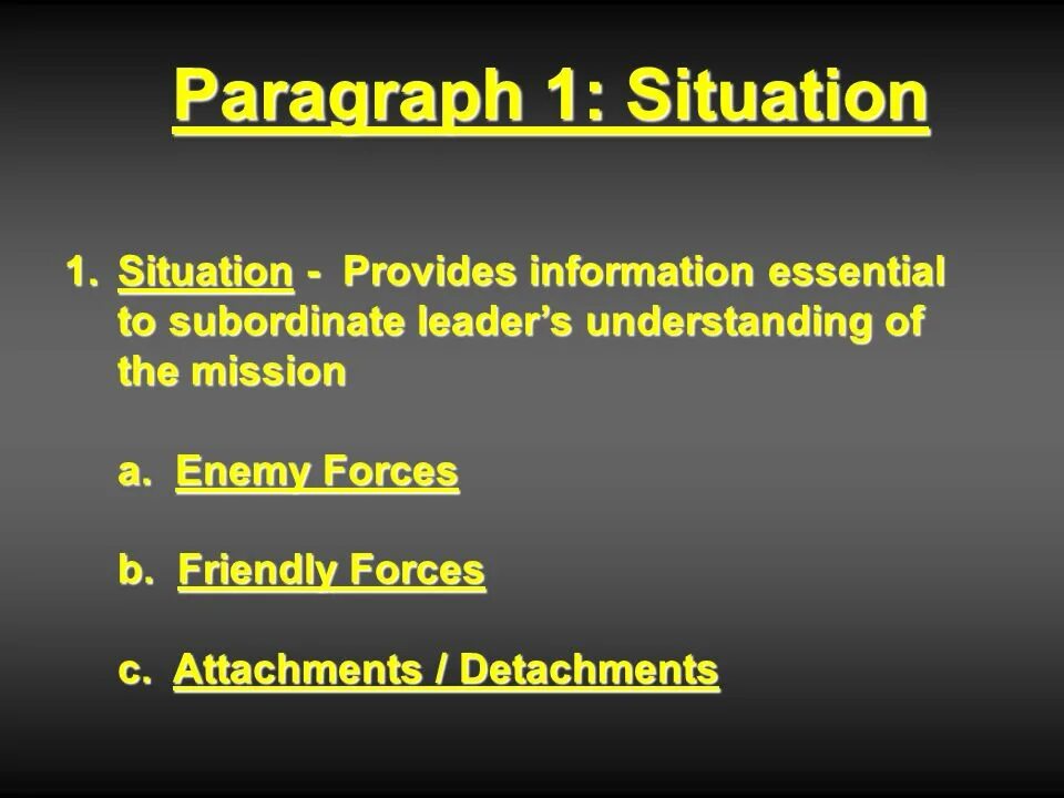 Operations orders. Examples of Military operational orders. First the subordinate - then the leader.