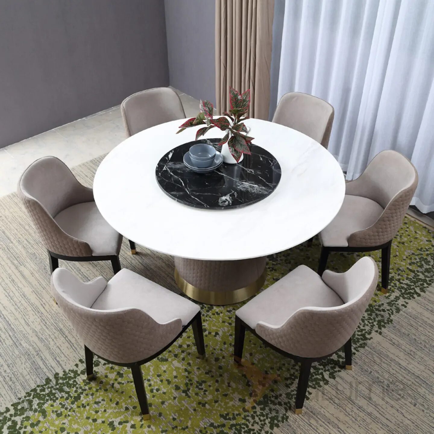 black white kitchen table - Google Search Round marble dining table, Round dinin