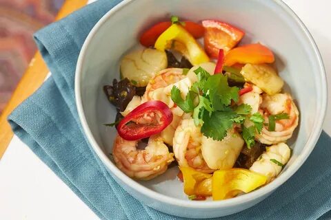 Морепродукты с овощами