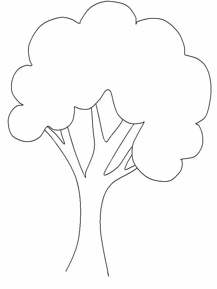 Ствол дерева шаблон для аппликации распечатать Tree without leaves coloring page to print and download for kids for kids Leaf c