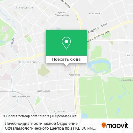 Больница соколиная гора адрес как доехать. Соколиная гора на карте.