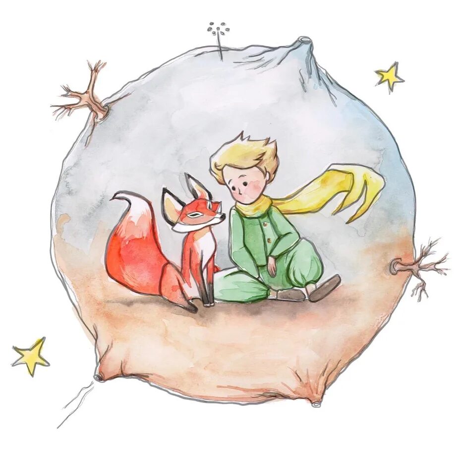 Нарисовать сказку маленький принц. Принц и Лис Экзюпери. Маленький принц лиса. Маленький принц и Лис. Маленький принц и Лисенок.
