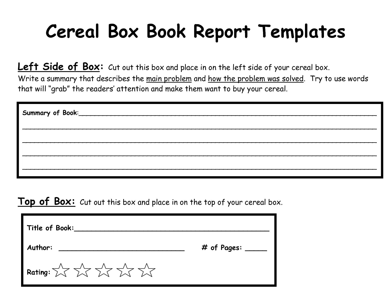 Book Reports Template. Cereal Box book Report Template. Book Report. Write Box.