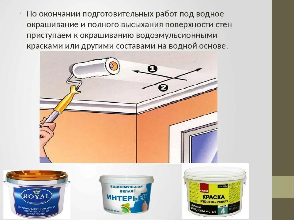 Перед покраской водоэмульсионной нужно грунтовать. Окраска потолка водоэмульсионной краской. Грунтовка потолка. Окраска водоэмульсионными составами. Окрашивание водоэмульсионными составами.