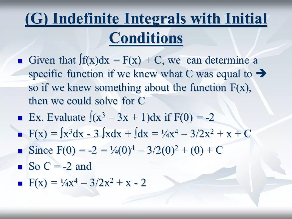 Initial conditions. Initial conditions