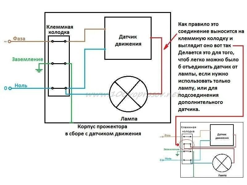 Включение прожектора. Схема включения прожектора с датчиком движения. Схема подключения уличного фонаря с датчиком движения. Электрическая схема подключения прожектора с датчиком движения. Схема подключения датчика движения к прожектору.