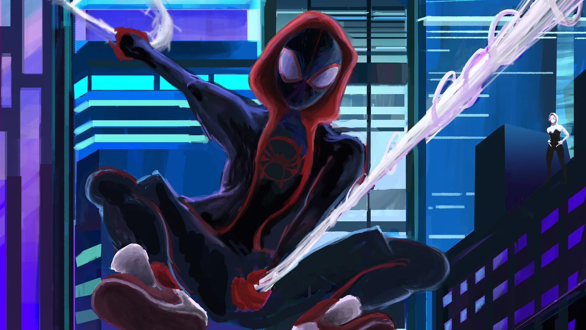 Человек паук через вселенные 18. Человек паук into the spider-verse. майлз моралес и гвен. майлз моралес комната. человек паук инто зе спайдер верс.