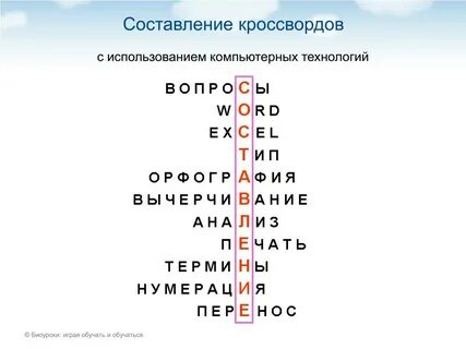 Правила составления кроссворда