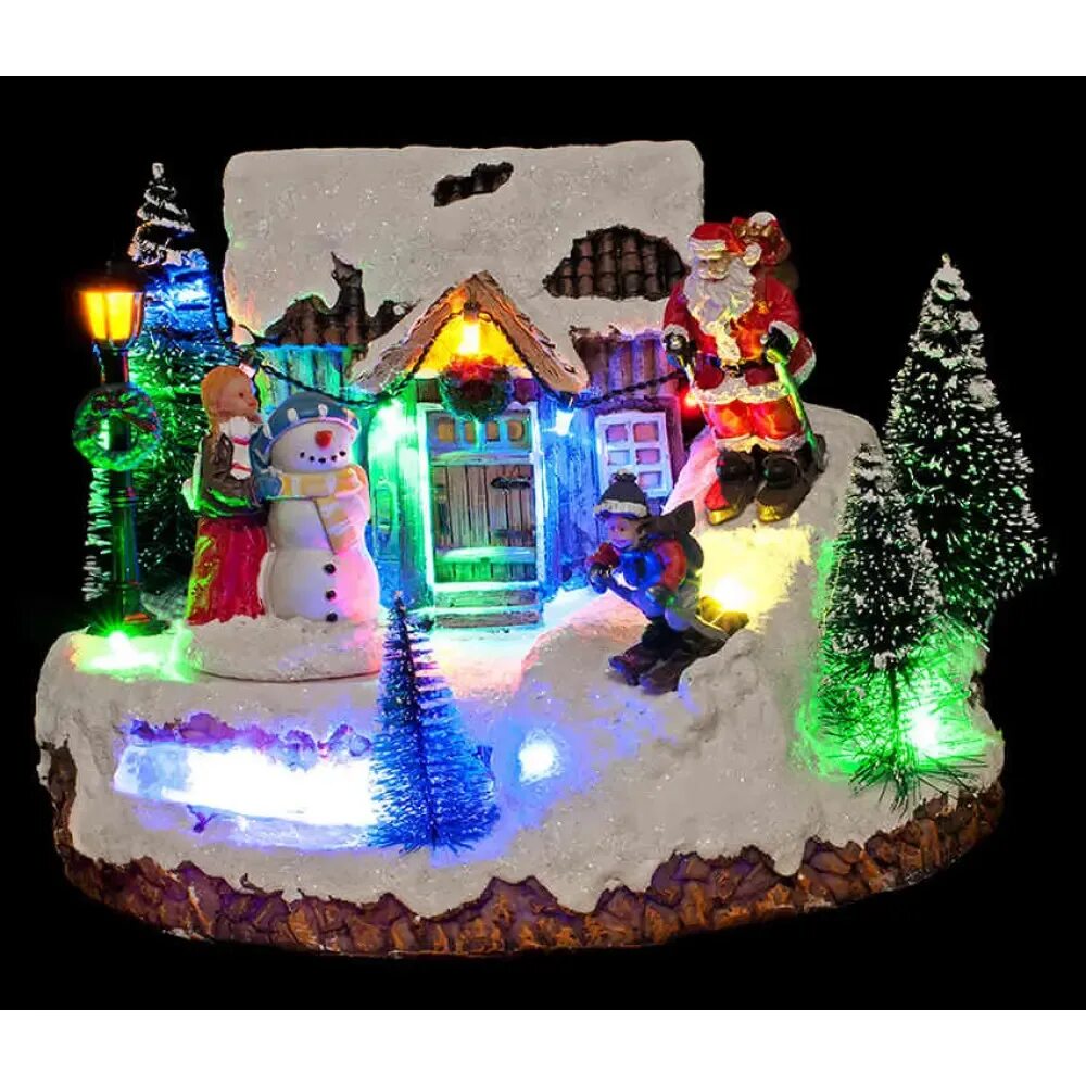 Thomas Kinkade A Winter's Night Illuminated Christmas Tabletop Centerpiece ト-マ ス