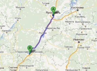 Ярославль мышкин расстояние