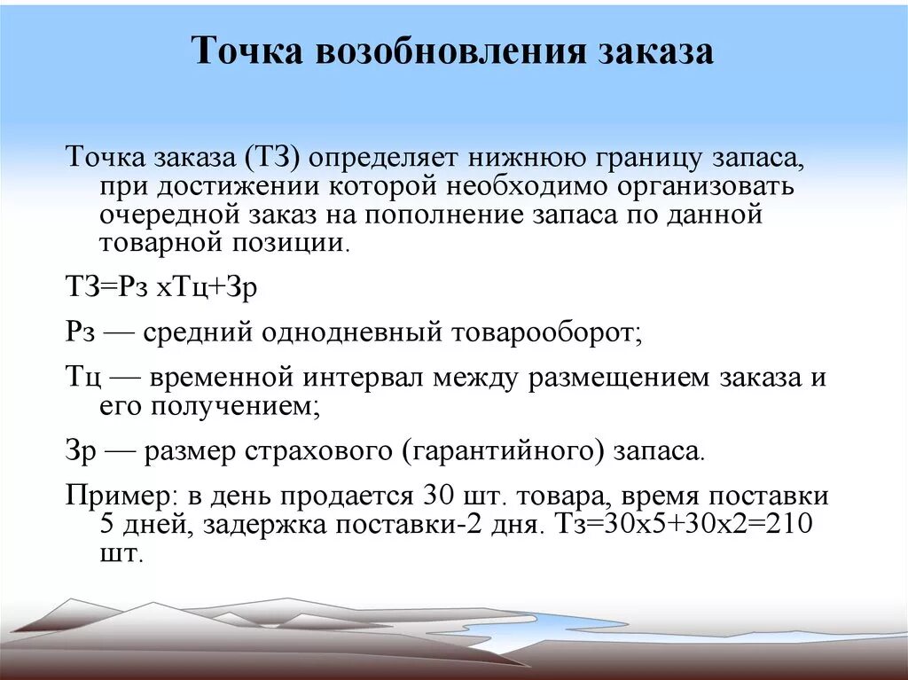 Точка заказа это. Определить точку заказа. Точка возобновления заказа. Расчет точки заказа. Точка заказа формула.