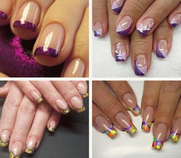 White French manicure with a twist, silver glitter, and a light baby pink line !