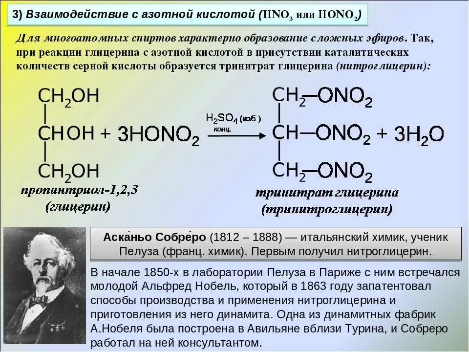 Взаимодействие эфиров с водой. Эфир этиленгликоля с азотной кислотой. Взаимодействие многоатомных спиртов с азотной кислотой. Взаимодействие спиртов с кислотами. Взаимодействие многоатомных спиртов с кислотами.