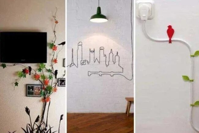 Декор проводов от телевизора на стене. Чем закрыть провода. Чем закрыть провода. Спрятать провода на стене. Спрятать провода от телевизора на стене.