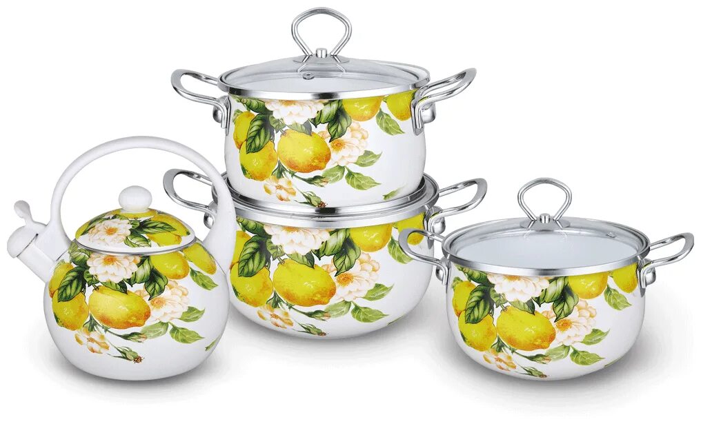 кастрюля эм 2,0л цил глуб 8sd165s bon appetit белосн/мокр. набор лимоны (2+3+4л) 2-3207/4. лента магазин кастрюли с лимонами. кастрюля эмаль лимоны. набор лимоны (2+3+4л) 2-3207/4.