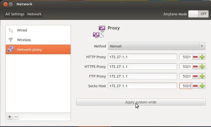 Sectionname ru настройки прокси en config proxy. Прокси сервер для Ubuntu. Настройка прокси сервера Linux. Адрес прокси сервера убунту. Прокси в убунту на виртуальной машине.