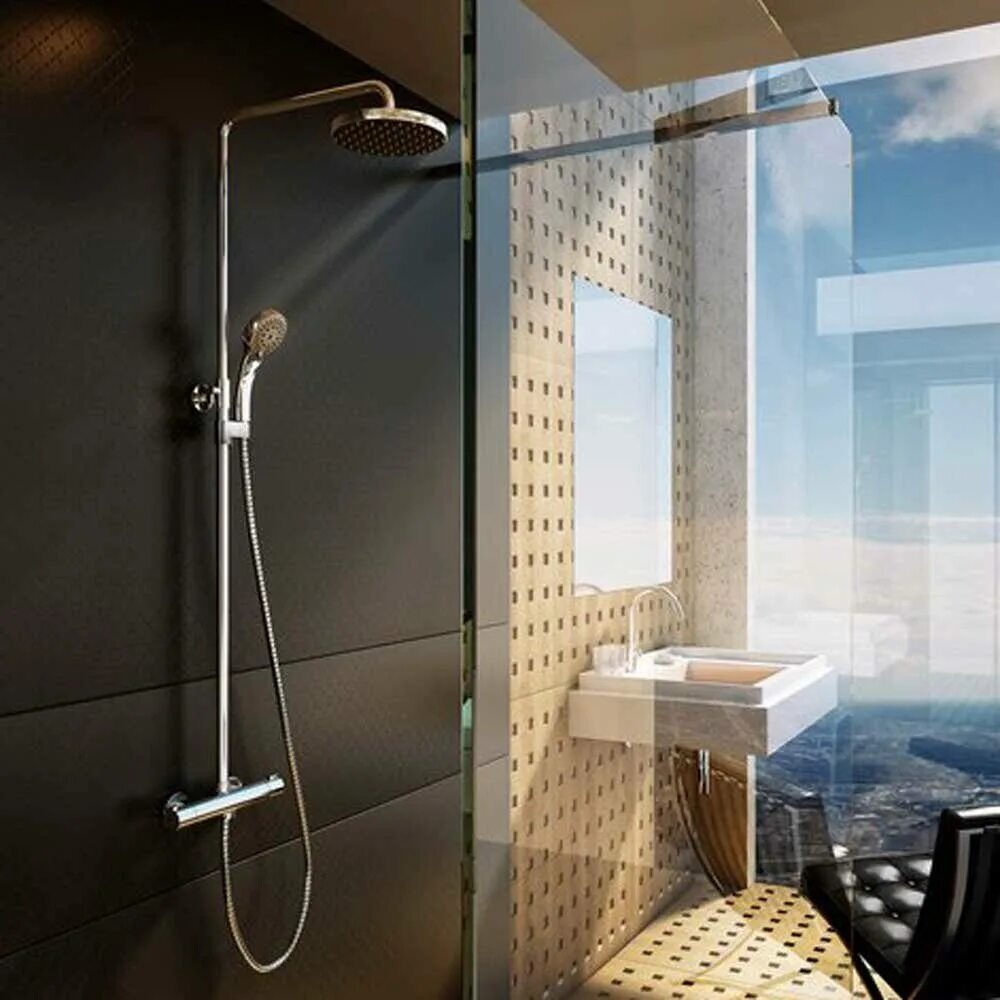 Душевая система с термостатом grohe rainshower 26250000. 00 x07p232 хром. Душевая без кабины с термостатическим смесителем. Душевая без кабины с термостатическим смесителем. Смеситель для ванны mofem 605 junior evo 300мм с душевым набором.