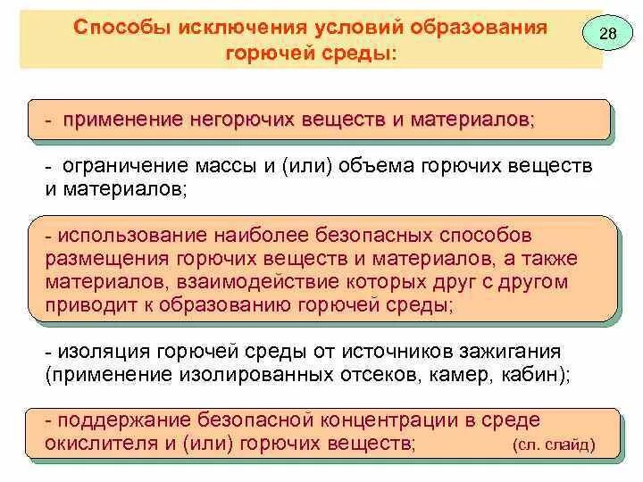 Исключение условий образования горючей среды должно обеспечиваться. Исключение условий образования горючей среды производится путем. Способы исключения условий образования горючей среды. Основные условия образования горючей среды.