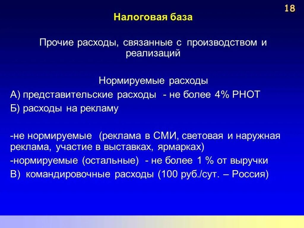 Нормируемым расходам для целей налогообложения