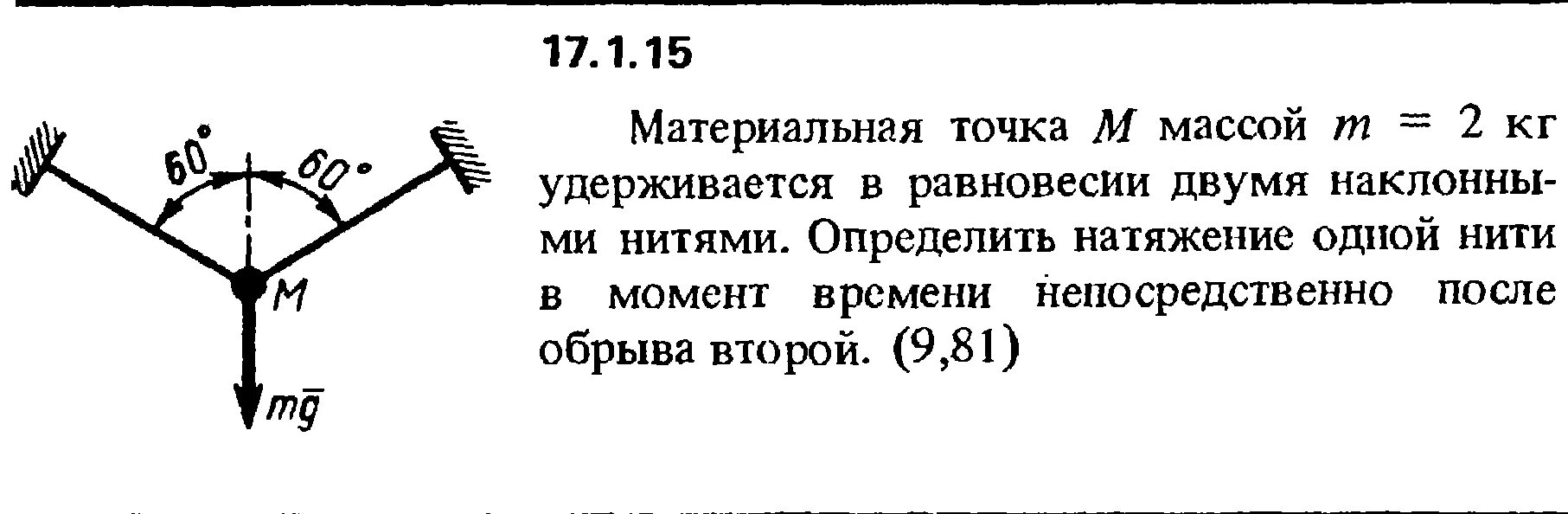 Определить усилие в нити. Масса материальной точки. Равновесие материальной точки. Натяжение нити.