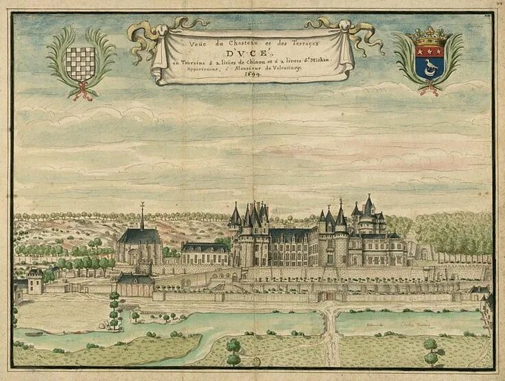 1699 век. Как выглядела фотография в 1699 году. долина луары замок юссе. 5. le château d’ussé рисунок.
