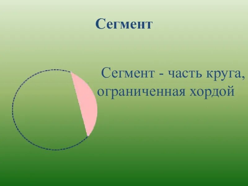 Сектор и сегмент круга. Сегмент окружности. Части круга и окружности. Сегмент определение.