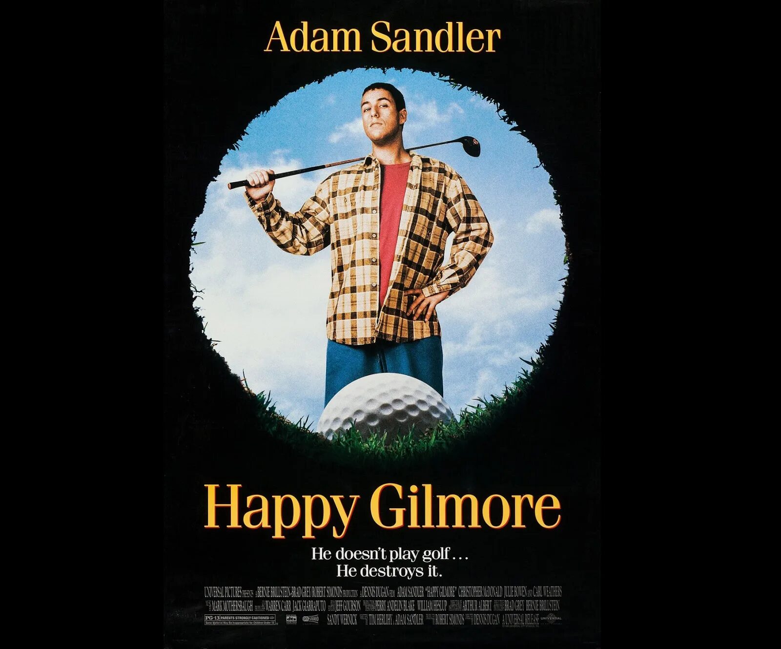 Песня адама на английском. Счастливчик Гилмор Постер. Постер Happy.Gilmore.1996.
