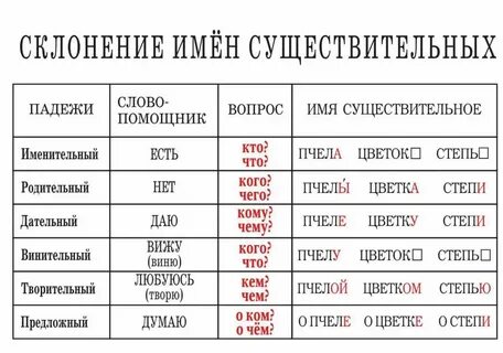 Склонение по падежам слово 1