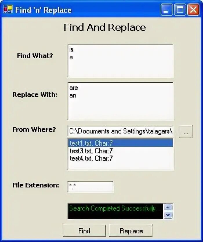 File replace. Replace c.