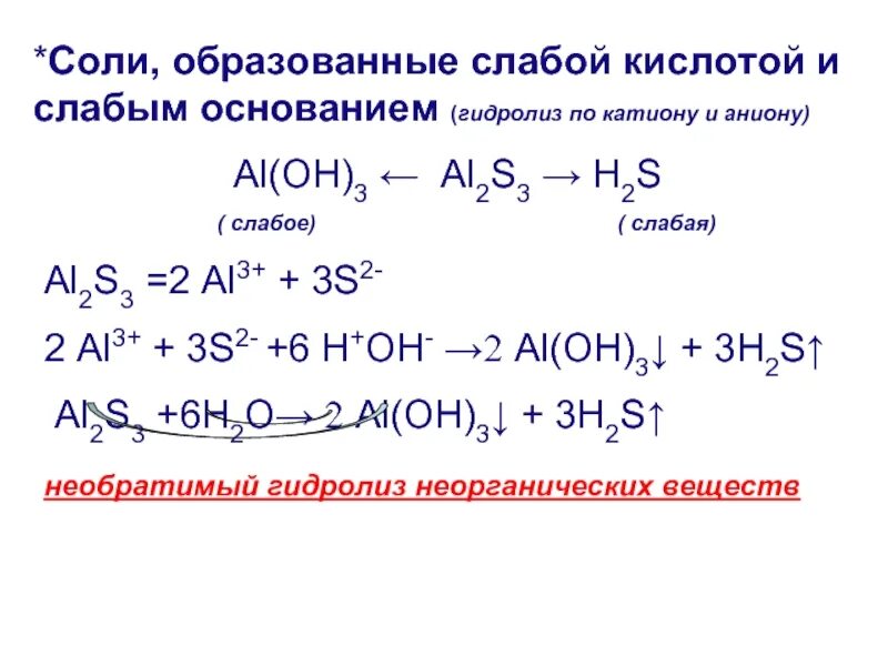 S al2s3 реакция. Гидролиз солей al2s3. Al2s3 h2s. Соль образованная слабым основанием и слабой кислотой гидролиз. Гидролиз соли образованной слабым основанием и слабой кислотой.