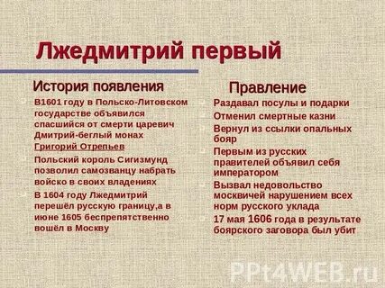 Лжедмитрий 1 предпринял попытку захватить русский