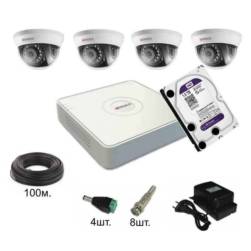 Комплект видеонаблюдения на 4 камеры для дома. Hikvision комплект видеонаблюдения на 4 камеры. Комплект видеонаблюдения HIWATCH IP 4. HIWATCH dsl200 4mm. Камера хайвоч 450.