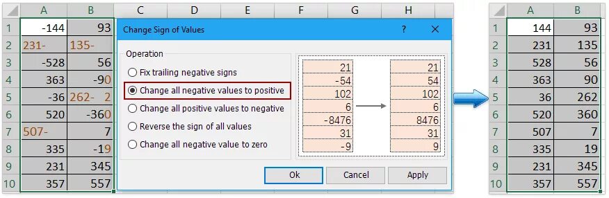 Change negative