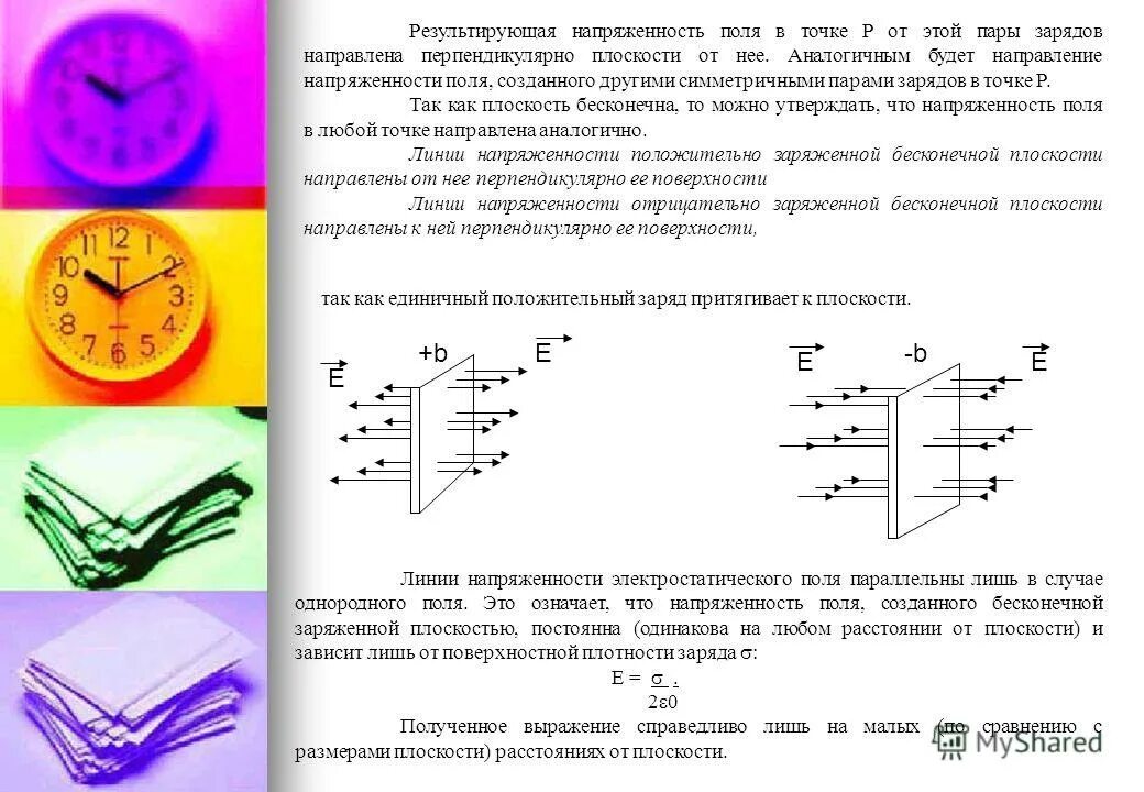 Напряженность поля между плоскостями. Напряженность поля между плоскостями