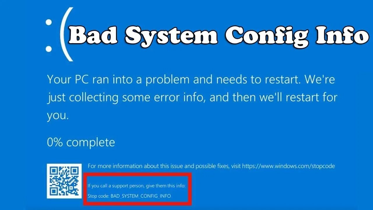 Синий экран bad. Bad system config info синий экран. ошибка bad system config info. bad system config info windows 10. ошибка bad system config info windows 8.1.