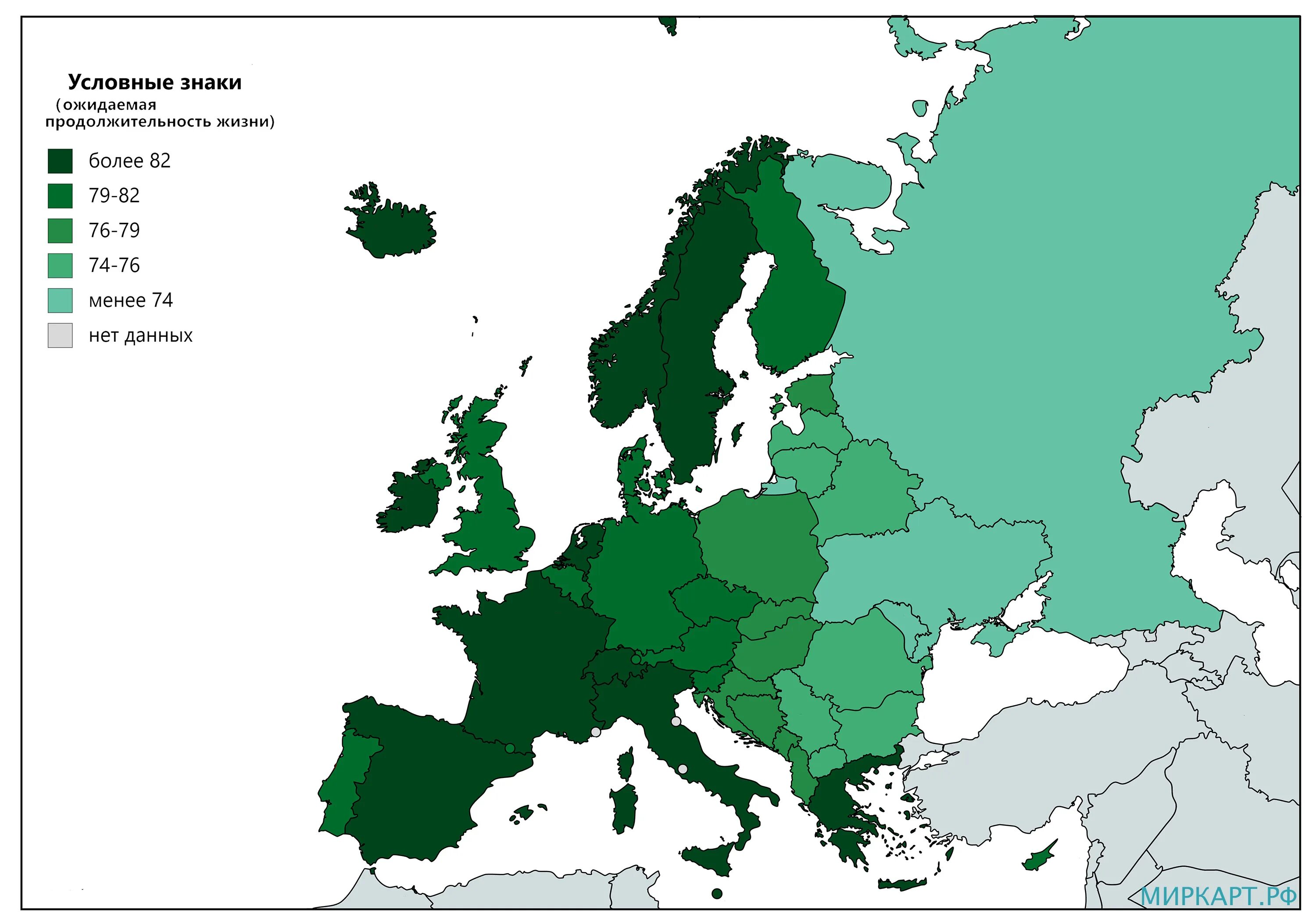 Карта Европы 2018. Life expectancy by Country. Life expectancy.