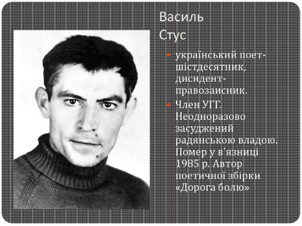 Владимир стус биография. Vladimir stus. Василий семёнович стус. Стус василь семенович. Василь стус презентація.