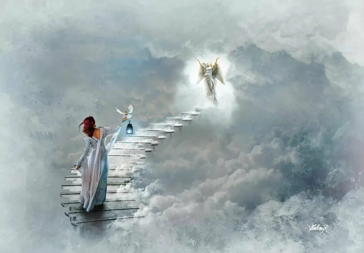 Люди люди верните землю. Лестница в небо. Лестница к Богу. Небесные ангелы. Ангел в небесах.