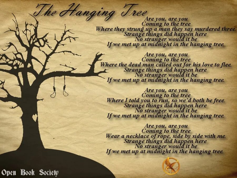 You are well come. Hanging Tree текст. Дерево висельника текст. Песнь дерева.