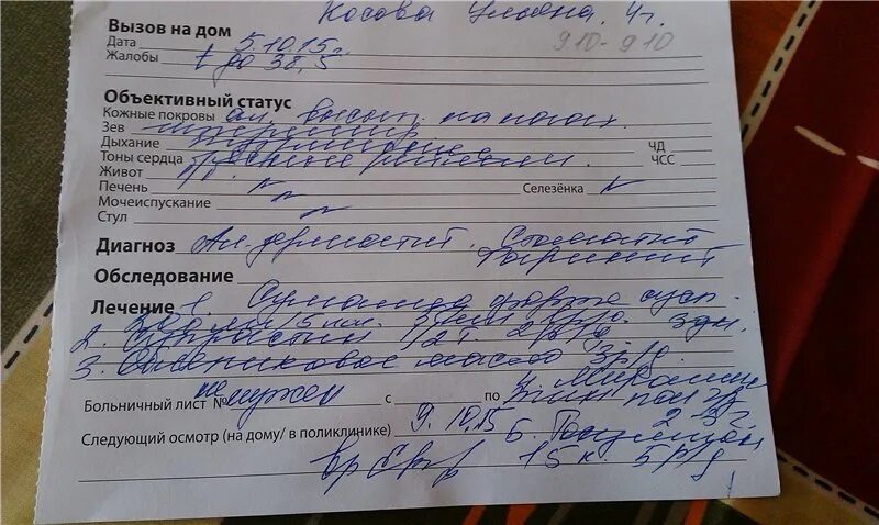 Вызов на осмотр. Вызов на осмотр