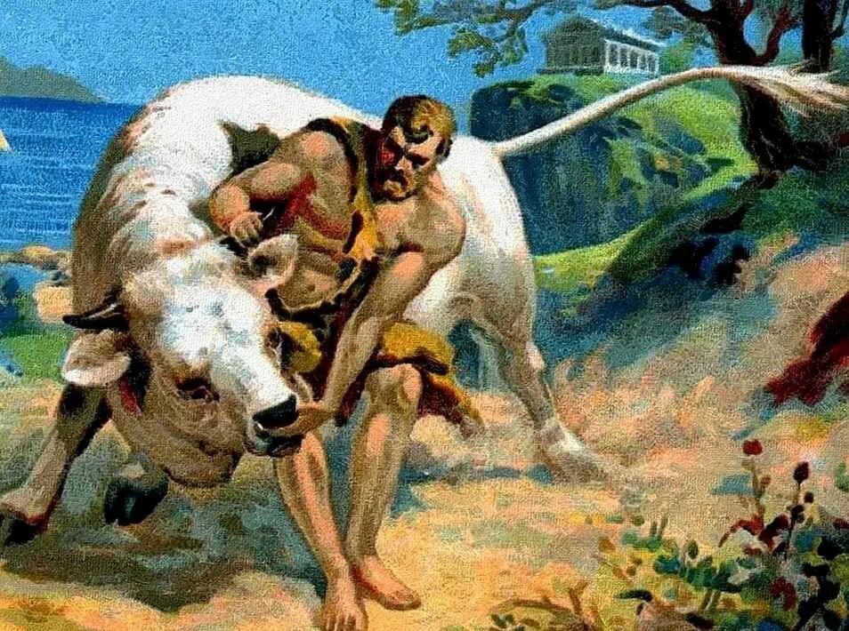 Подвиг геракла критский бык кратко. 12 подвигов геракла критский бык. подвиги геракла 7 подвиг. подвиг геракла с быком. седьмой подвиг геракла критский бык.