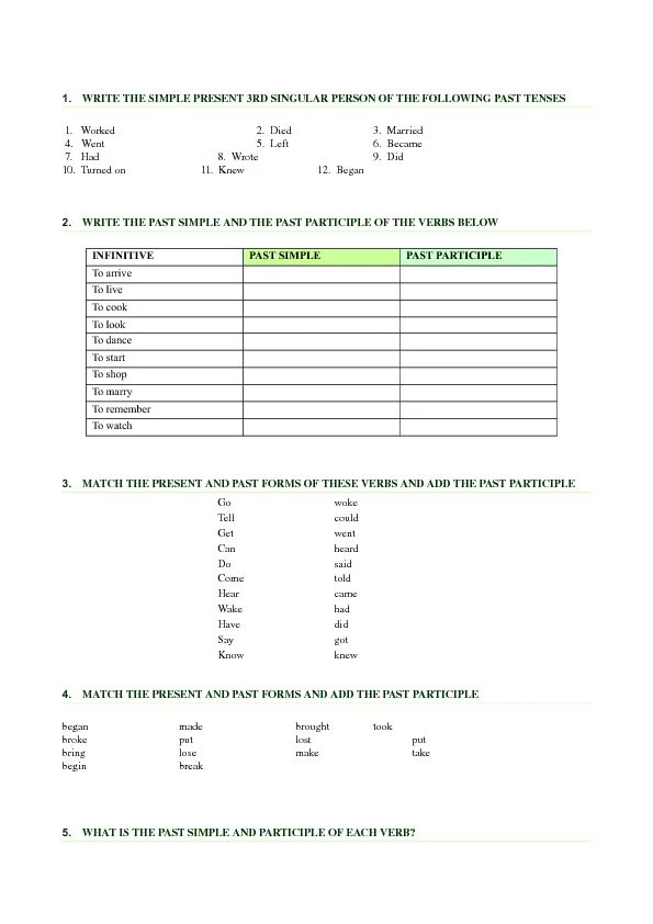 Write the past of the verbs. Past participle exercise. present participle past participle worksheets. past participle exercises. past participle worksheet verb.
