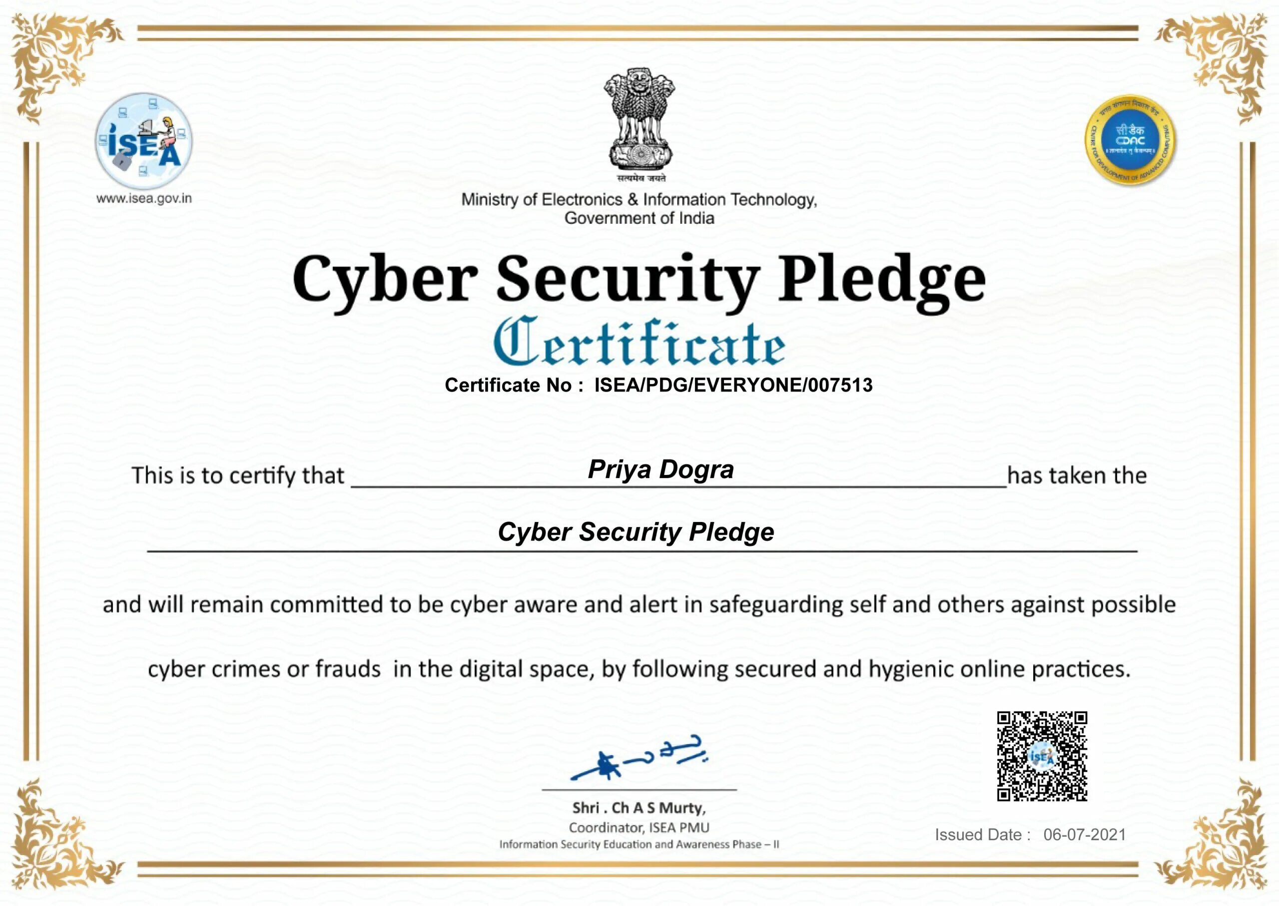 Security certificate. Security certificate