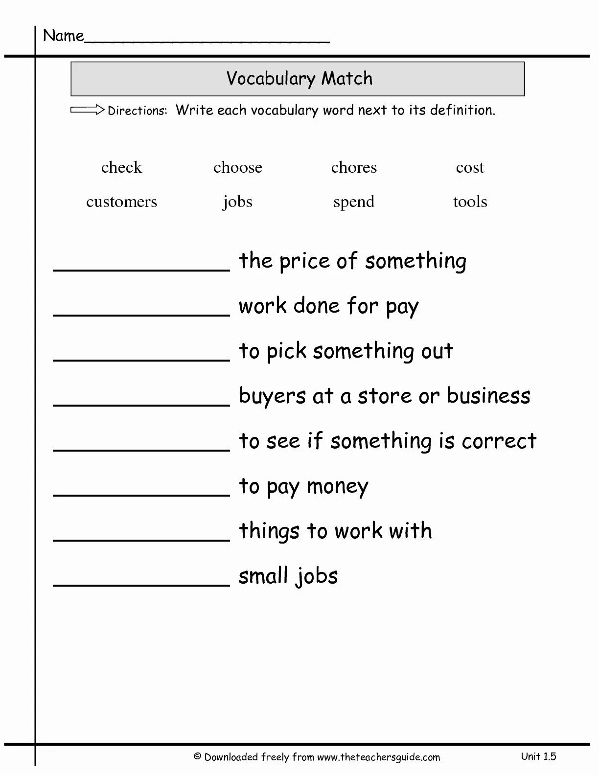 Tests for Vocabulary. Definitions Worksheets. Word Definition Worksheet. Definition of Words.