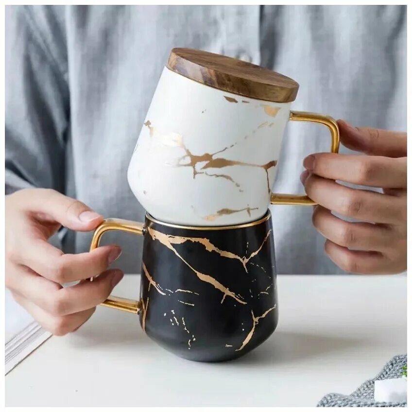 кружки с деревянной крышкой