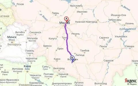 Орел воронеж расстояние на машине в км