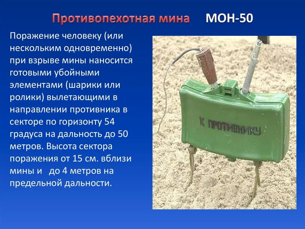 Противопехотная мина Мон-50. Противопехотная мина направленного действия Мон-50. Мина Мон 50 радиус поражения. Мина Мон 50 ТТХ. Действие противопехотной мины