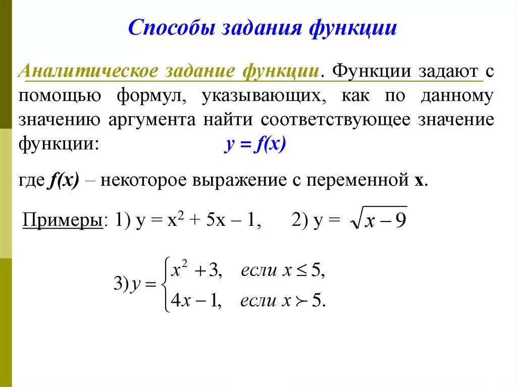 Задачи на задание функции. Область определения функции задания. Понятие функции область определения функции. Способы задания области определения функции. Функция способы задания функции.