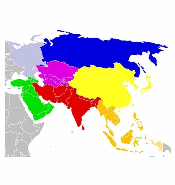 Карта Азии. Регионы Азии. Деление Азии на регионы. Карта Азии со странами. Asia region