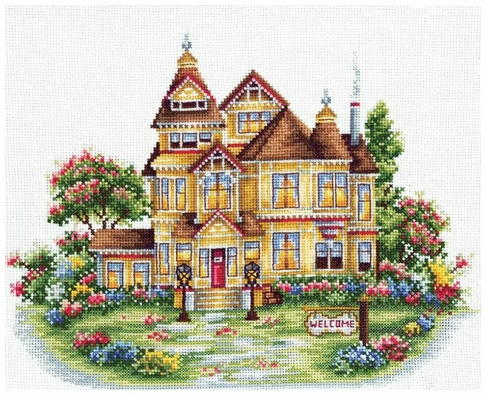 вышивка домик. вышивка крестом дом. вышитые домики крестом. дименшенс домик мечты. ведьмин домик вышивка крестом.